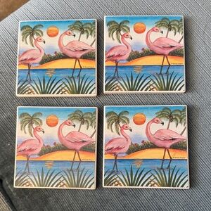 Flamingo Beach Scene Coasters